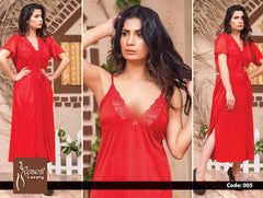 Roses Luxury 3-Piece Satin Nighty Set – Code 005