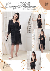 Roses Luxury 3-Piece Lace Nightwear Set – Code 011