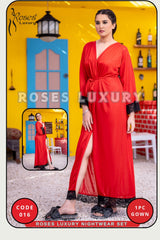 Roses Luxury Long Nightwear Gown – Code 016