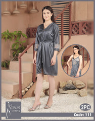 Roses Luxury 2-Piece Satin Nightwear Set – Code 111