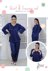 Roses Luxury Shirt & Trouser Nightwear Set – Code 119