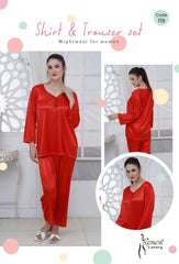 Roses Luxury Shirt & Trouser Nightwear Set – Code 119