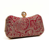 Embroidered Pearl Clutch - Red