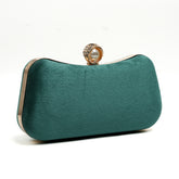 Velvet Pearl Clutch - Bottle Green