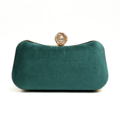 Velvet Pearl Clutch - Bottle Green
