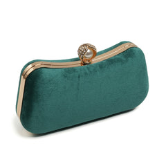 Velvet Pearl Clutch - Bottle Green