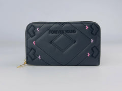Forever Young Embroidered Black Wallet