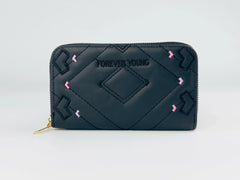 Forever Young Embroidered Black Wallet