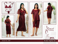 Roses Luxury 6-Piece Bridal Nighty Set - Code 009
