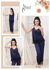 Roses Luxury 2-Piece Satin & Lace Nightwear Set – Code 012