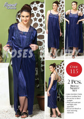 Roses Luxury 2-Piece Satin Bridal Nighty Set – Code 115