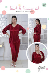 Roses Luxury Shirt & Trouser Nightwear Set – Code 119