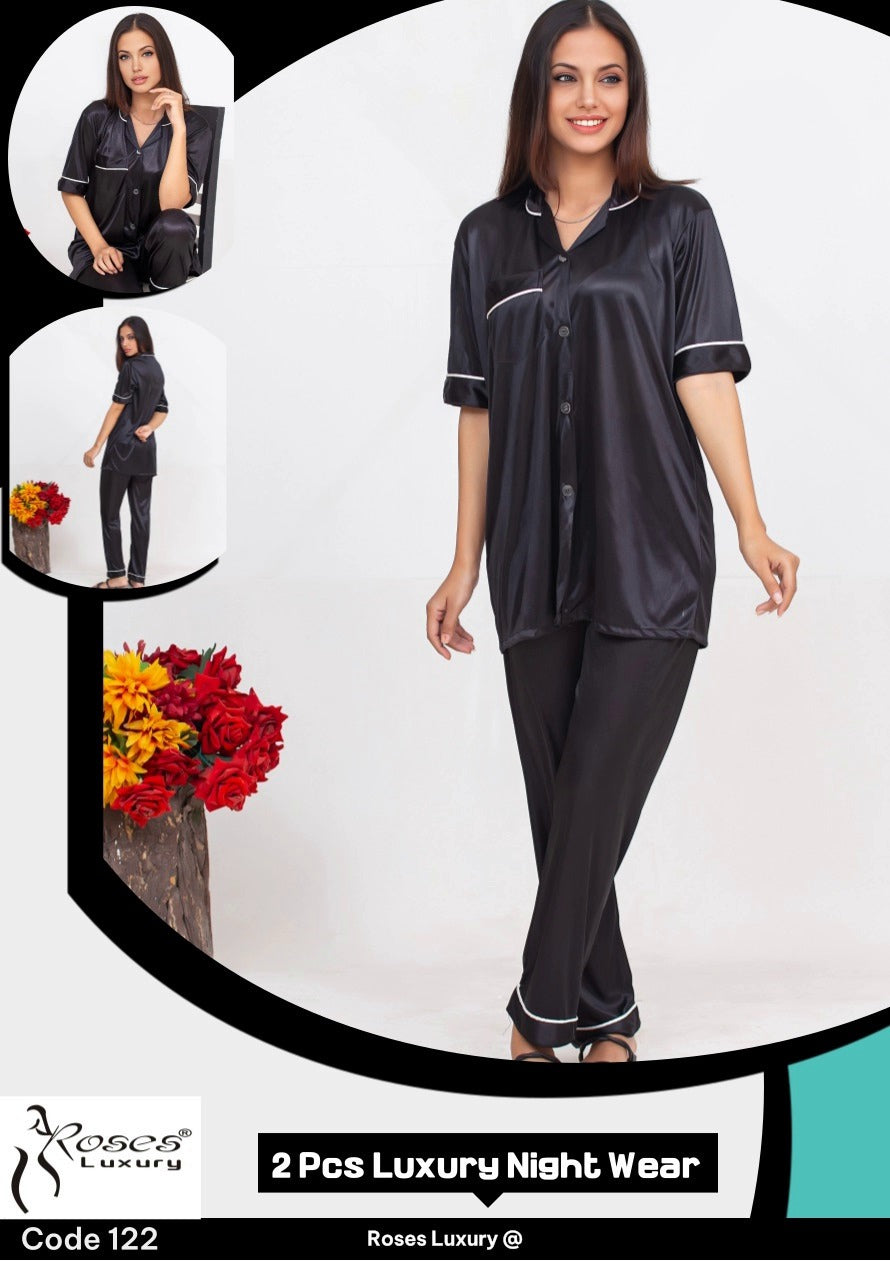 Roses Luxury 2-Piece Pipen Pajama Nightwear Set – Code 122
