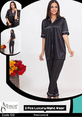 Roses Luxury 2-Piece Pipen Pajama Nightwear Set – Code 122