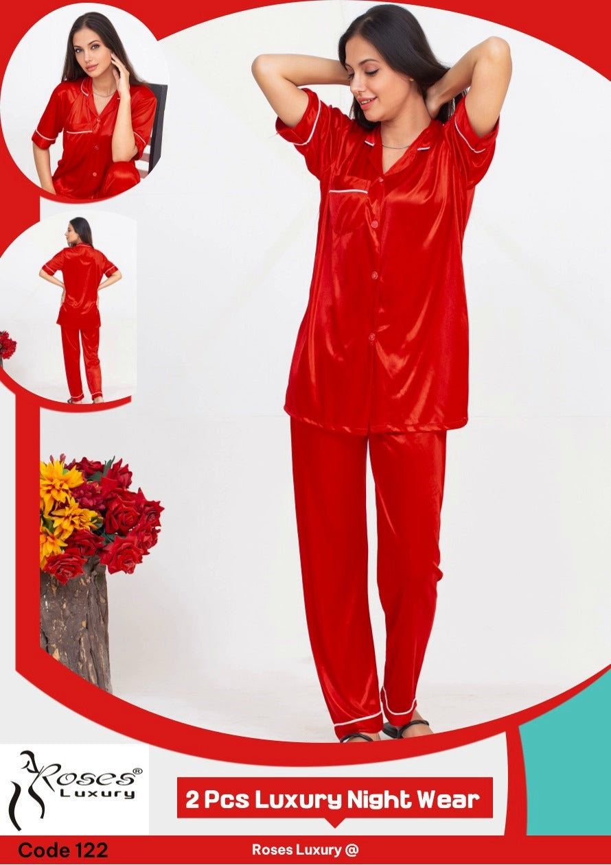 Roses Luxury 2-Piece Pipen Pajama Nightwear Set – Code 122