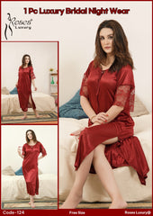 Roses Luxury 1-Piece Gown Nightwear Set - Code 124