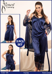 Roses Luxury 5-Piece Nightwear Set - Code 125