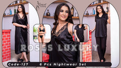 Roses Luxury 6-Piece Nightwear Set - Code 127