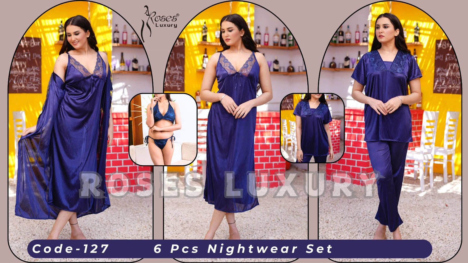 Roses Luxury 6-Piece Nightwear Set - Code 127