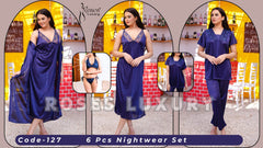 Roses Luxury 6-Piece Nightwear Set - Code 127