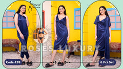 Roses Luxury 6-Piece Nightwear Set - Code 128
