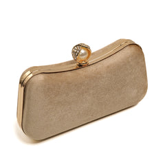 Velvet Pearl Clutch - Beige