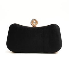 Velvet Pearl Clutch - Black