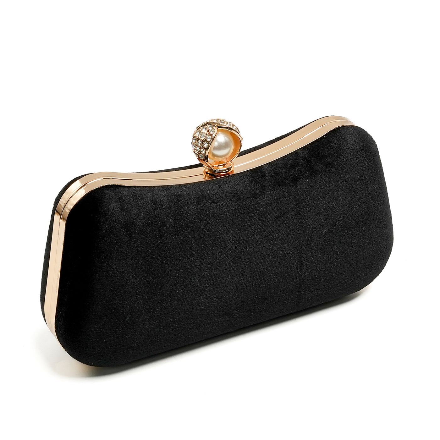 Velvet Pearl Clutch - Black