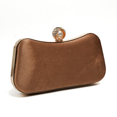 Velvet Pearl Clutch - Brown