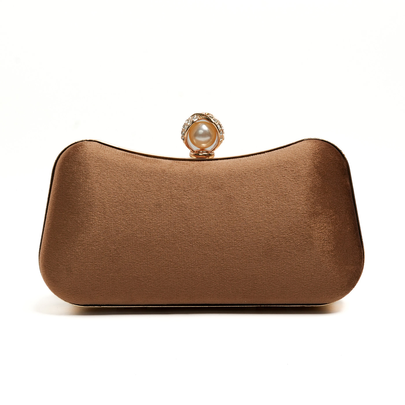 Velvet Pearl Clutch - Brown