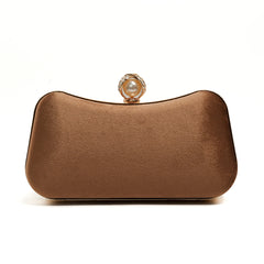 Velvet Pearl Clutch - Brown