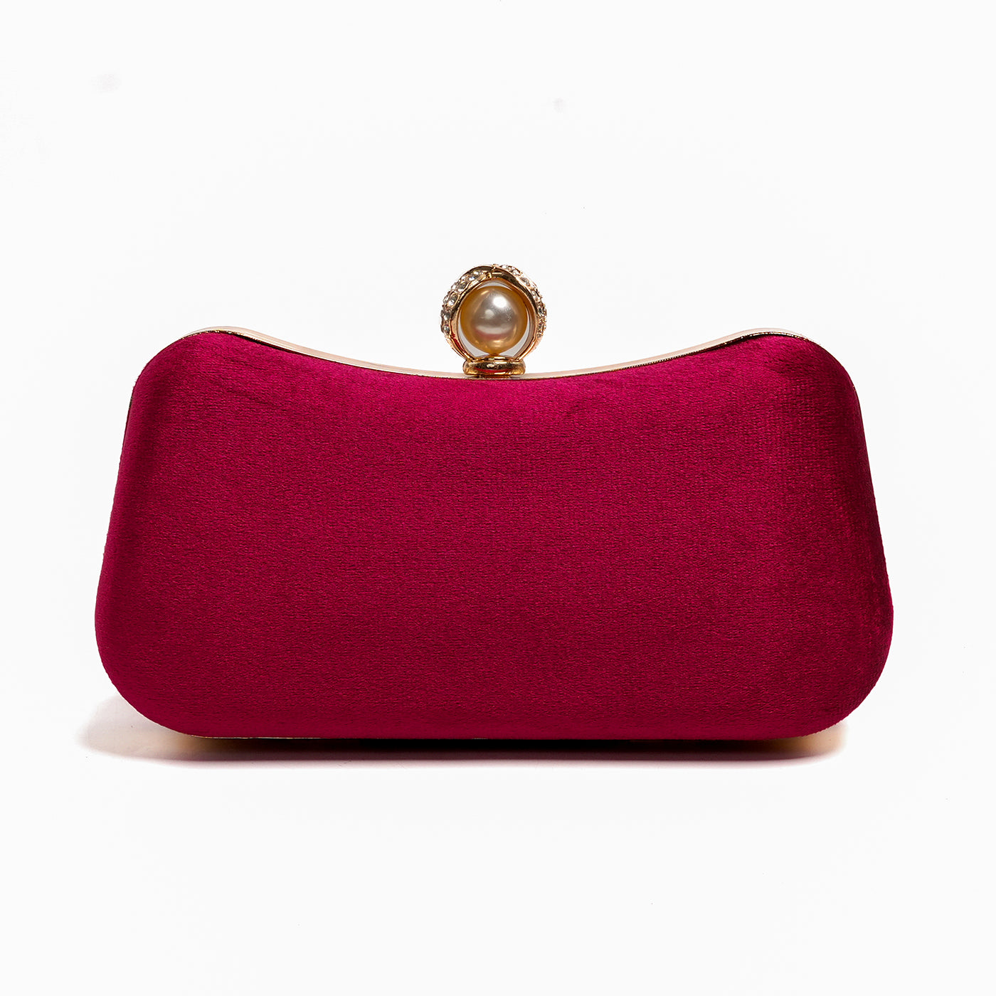 Velvet Pearl Clutch - Burgundy